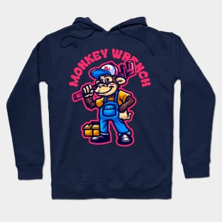 Monkey Wrench Happy Funny Car Mechanic Retro Cartoon Vintage Comic Hoodie